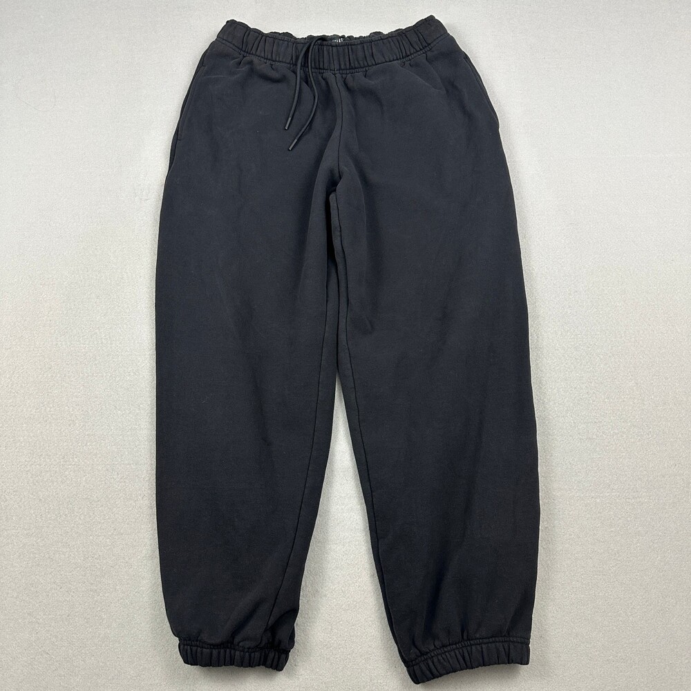 Athleta Pants Women Medium Black Solid Fleece Joggers Cinch Bottom Sweatpants M